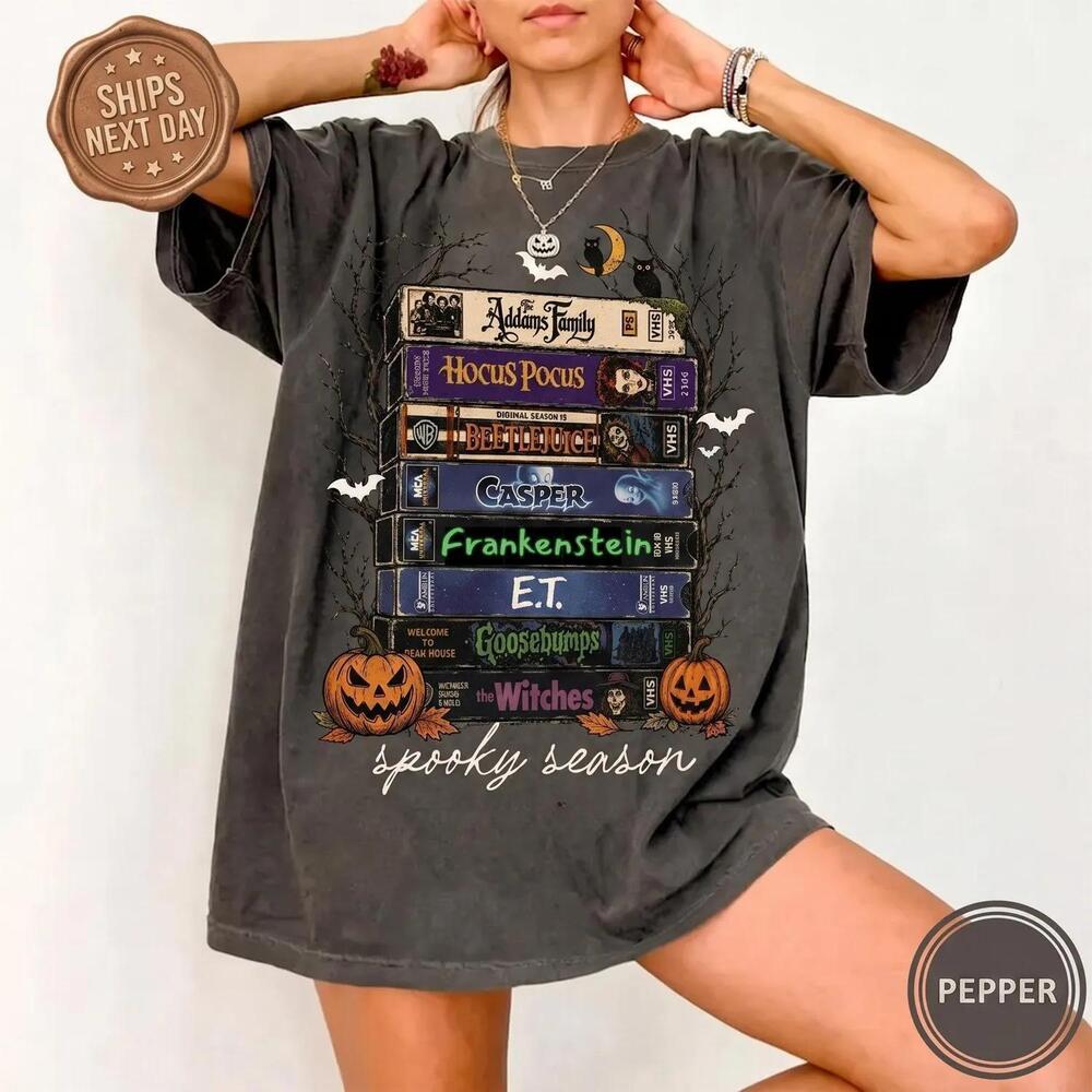 Halloween VHS Retro Spooky Season Funny Horror Movie T Shirt
